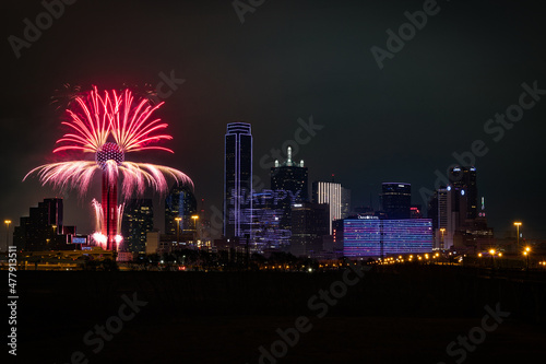 New Year Fireworks over the Dallas skyline