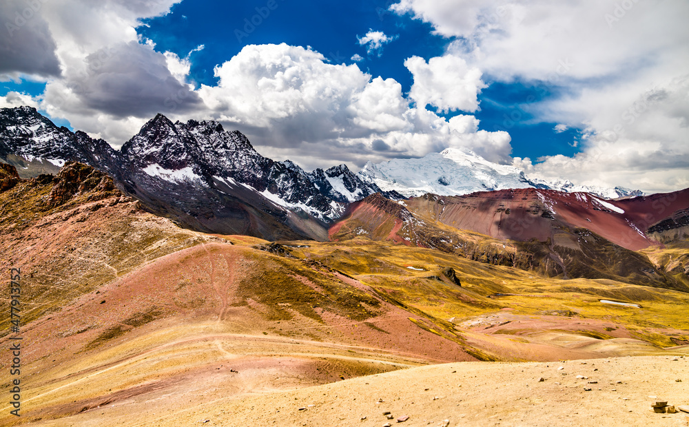 Ausangate Mountain seen from Vinicunca Rainbow Mountain in Peru