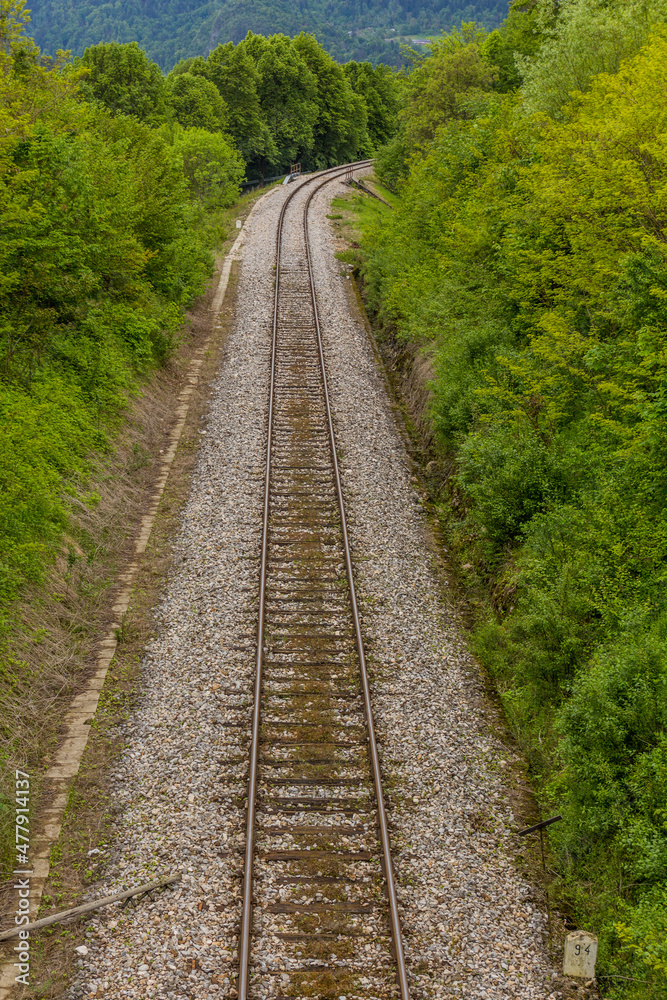 Railway tracks near Bled, Slovenia Railway tracks near Bled, Slovenia