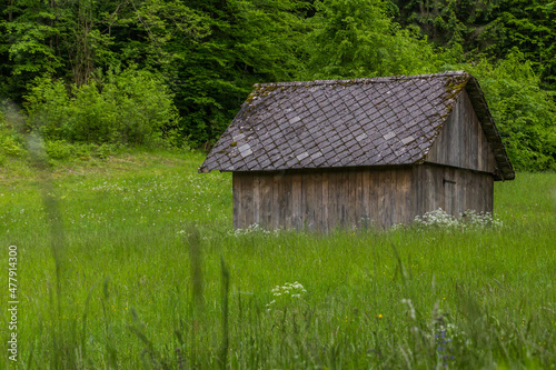 Barn at a meadow near Bled, Slovenia