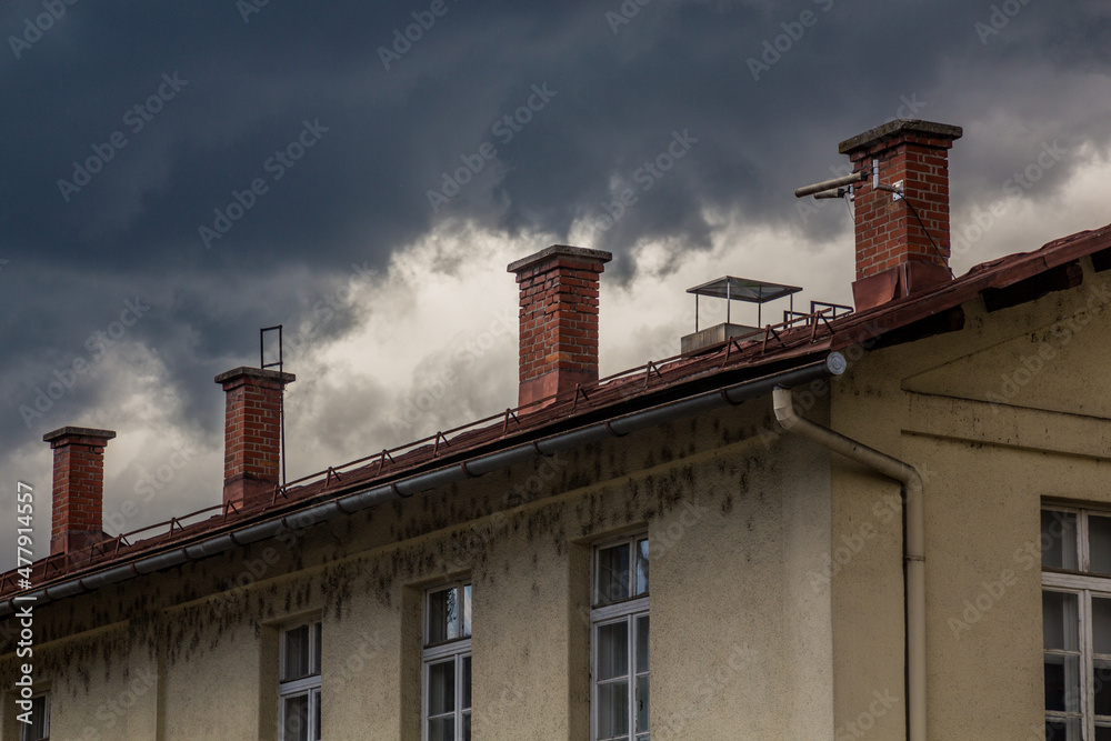 Dark clouds above a house in Ljubljana, Slovenia.