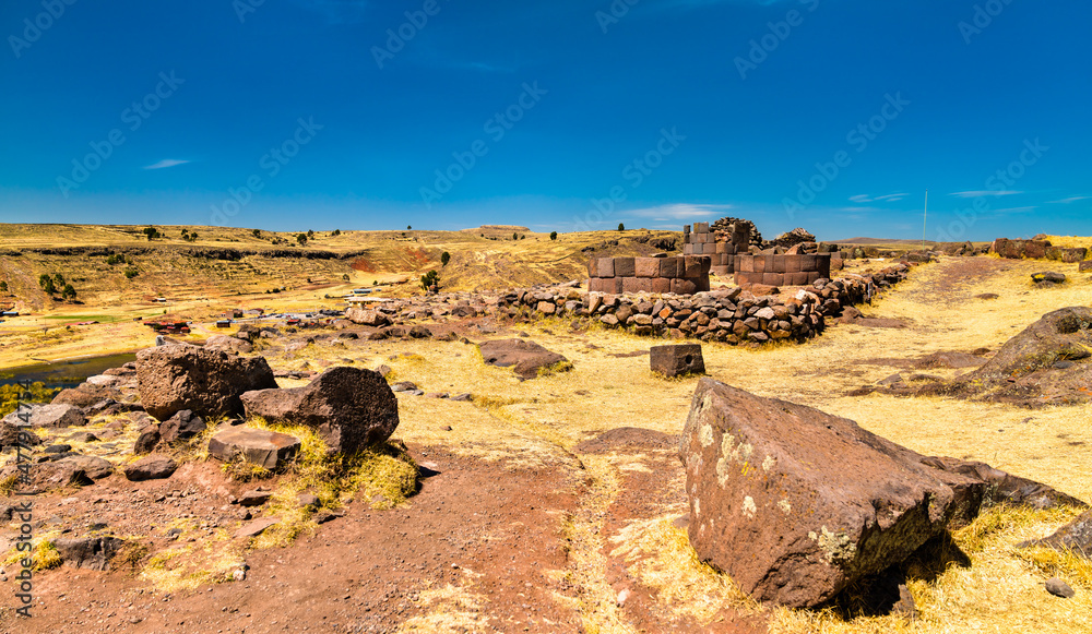 Sillustani, a pre-Incan cemetery on the shores of Lake Umayo near Puno in Peru
