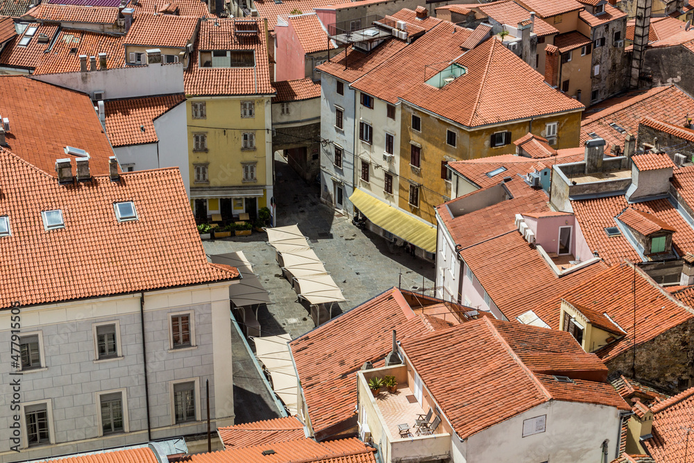 Aerial view of Piran town, Slovenia Aerial view of Piran town, Slovenia