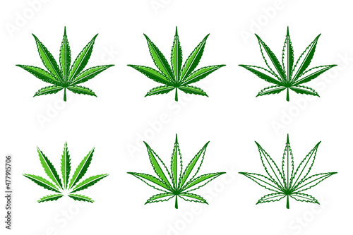 Cannabis Marijuana Hemp Pot Leaf Silhouettes Logo Vector