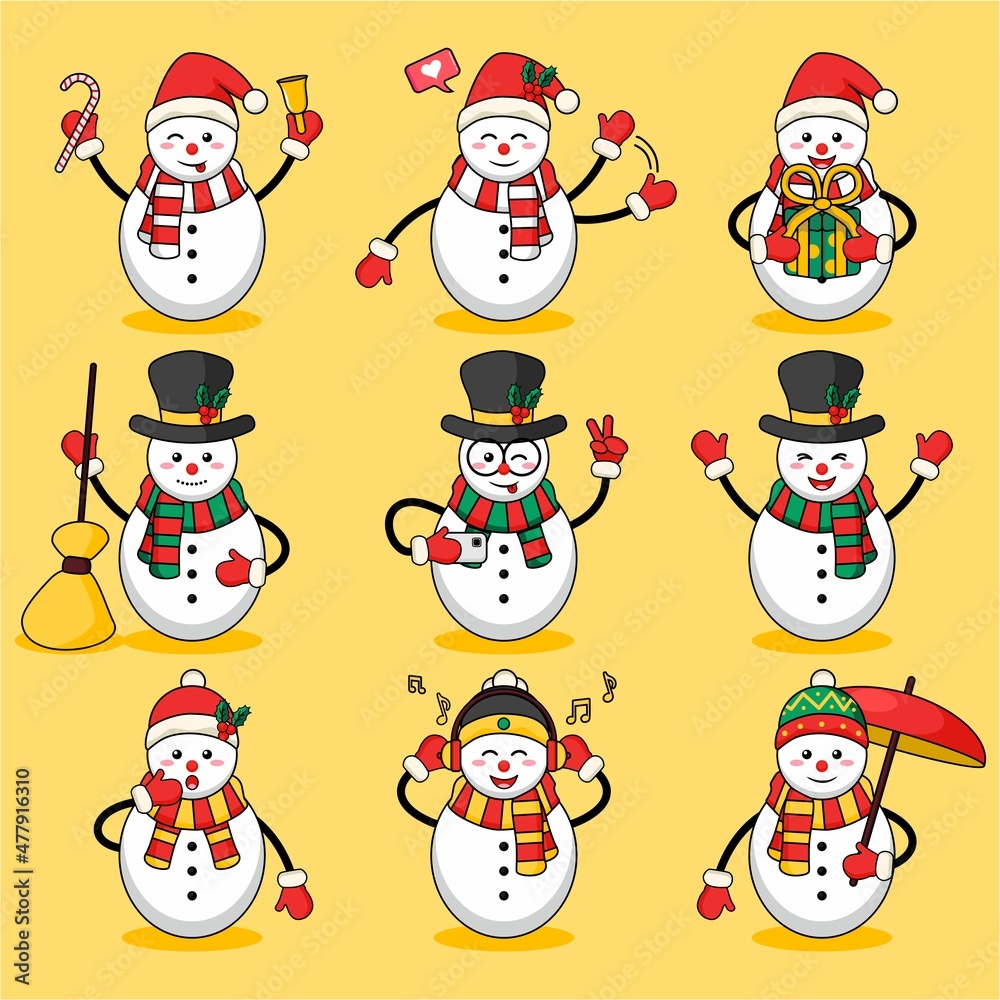 Cute Snowman in Christmas Vector Design