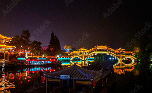 Festival Night Scene in Taierzhuang City, Shandong Province