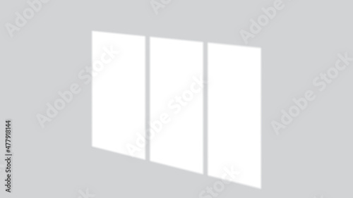 Window sunlight and shadow overlay for white wall mockups. Transparent vector effect for realistic light imitation