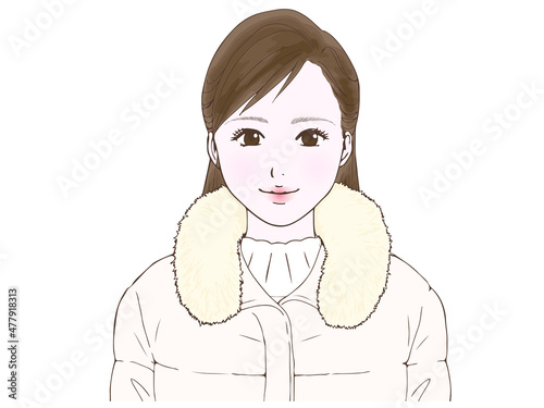 セミロングの女性_ダウンコート
