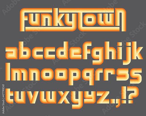 Vászonkép Funky colorful custom retro lettering alphabet