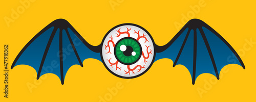 Flying Eyeball Vector Graphic.
Vector Illustration of flying human eyeball with bat or dragon wings.