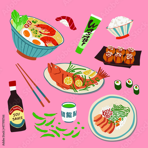 A vector illustration of Japanese Food Cuisine