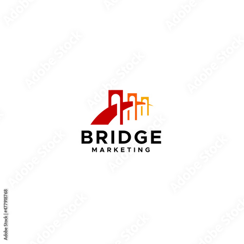 Modern flat colorful BRIDGE MARKETING logo design