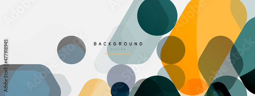 Color bubbles and rounded geometric shapes on white. Vector geometric minimal abstract background for wallpaper, banner, background, landing page