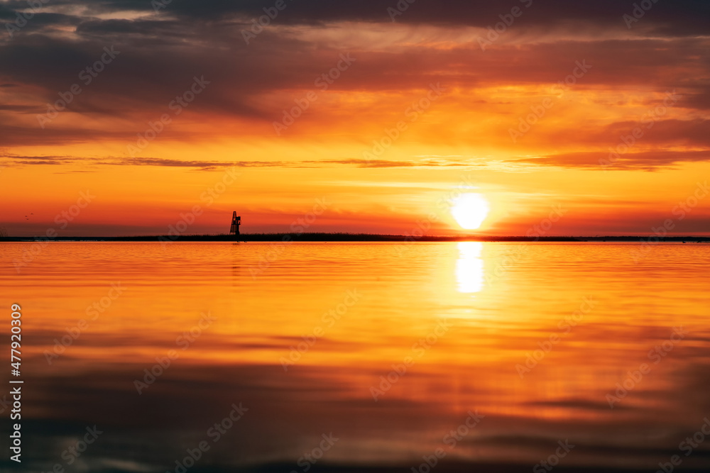 sunset and clouds on the Baltic sea