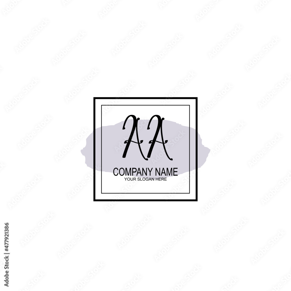 Letter AA minimalist wedding monogram vector