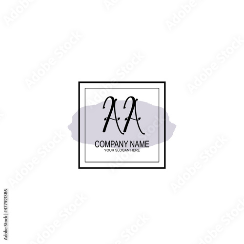 Letter AA minimalist wedding monogram vector