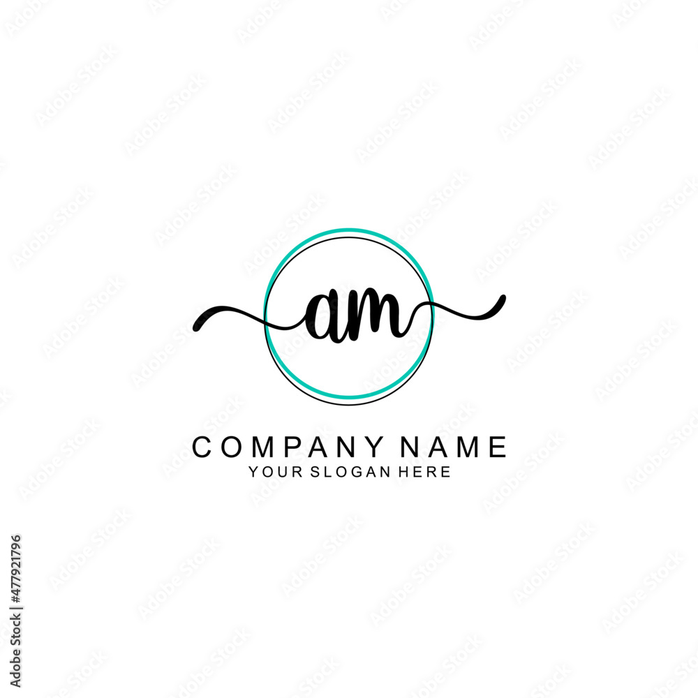 AM Initial handwriting logo with circle hand drawn template vector AM Initial handwriting logo with circle hand drawn template vector