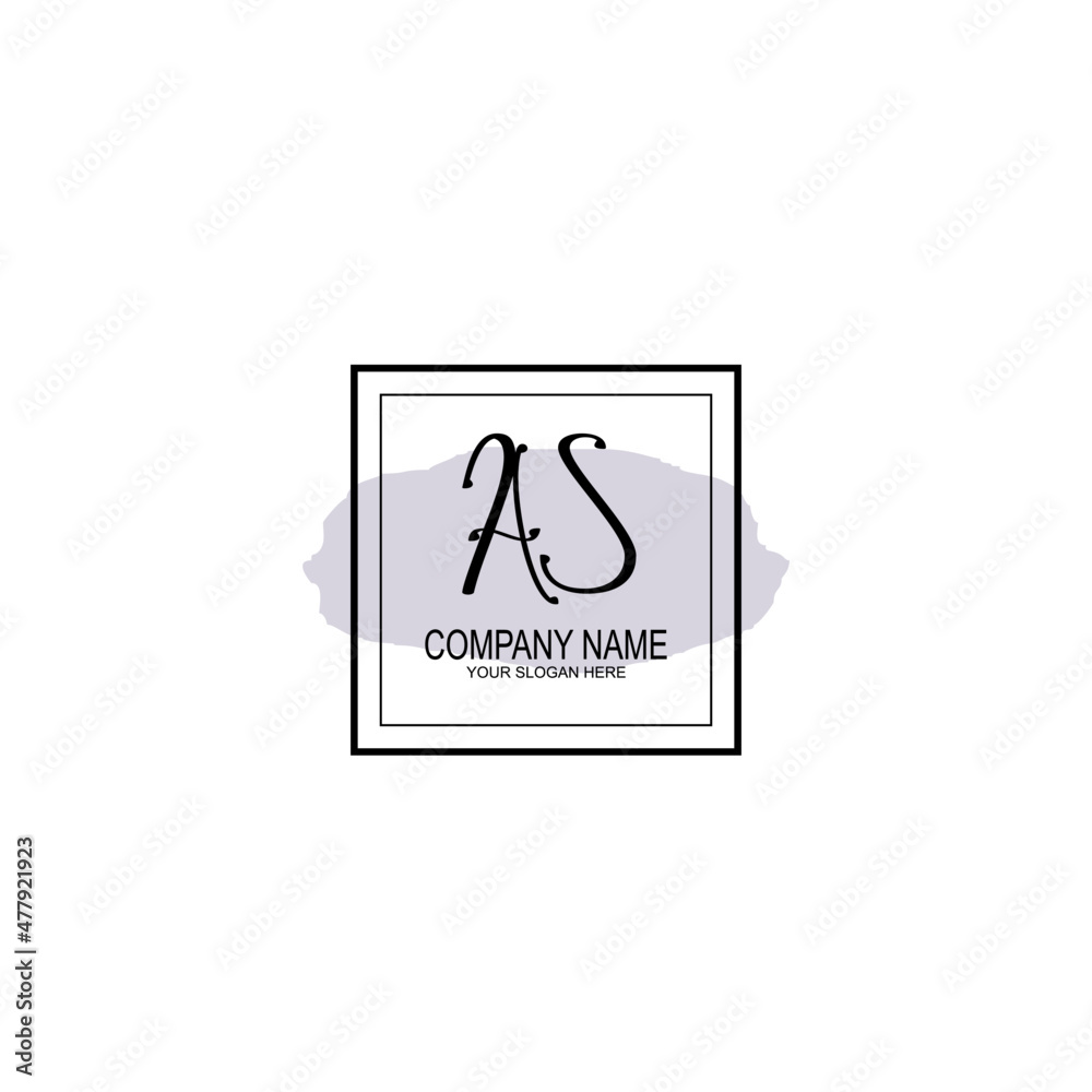 Letter AS minimalist wedding monogram vector