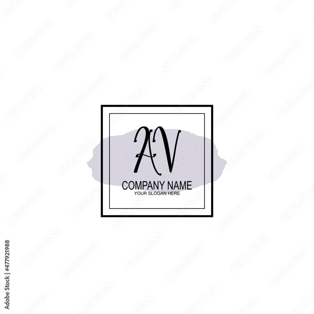 Letter AV minimalist wedding monogram vector