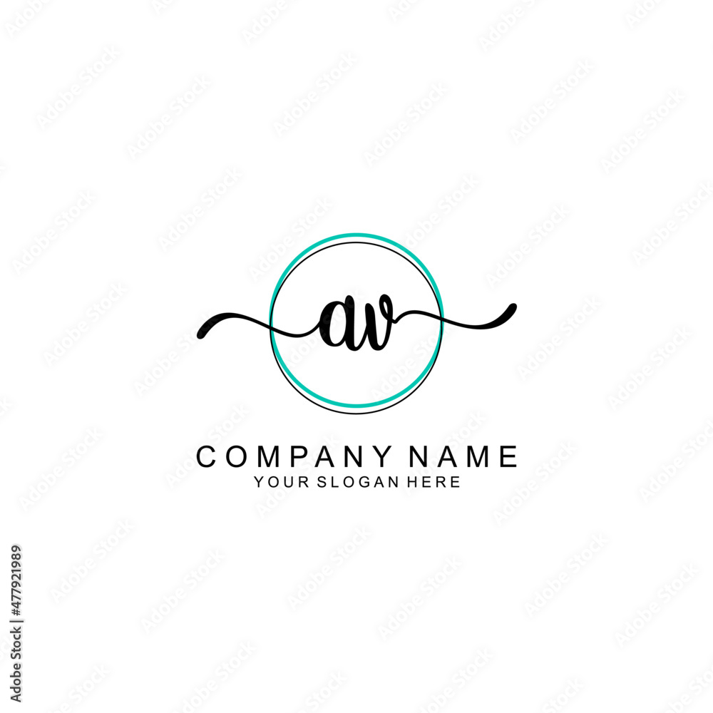 AV Initial handwriting logo with circle hand drawn template vector AV Initial handwriting logo with circle hand drawn template vector