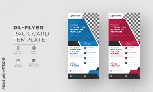 Modern creative corporate business dl flyer or rack card layout concept background flyer brochure cover template for grow up your business to the next level.