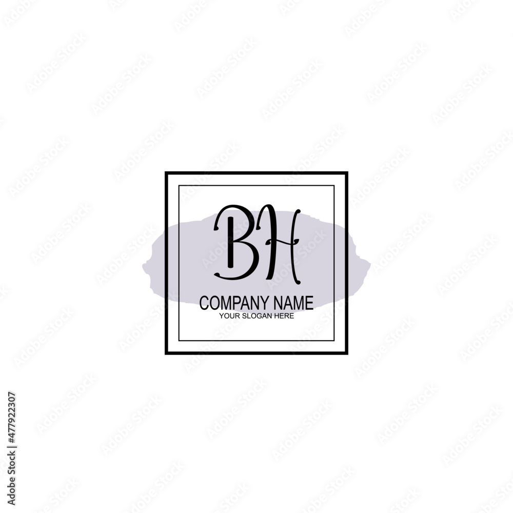 Letter BH minimalist wedding monogram vector