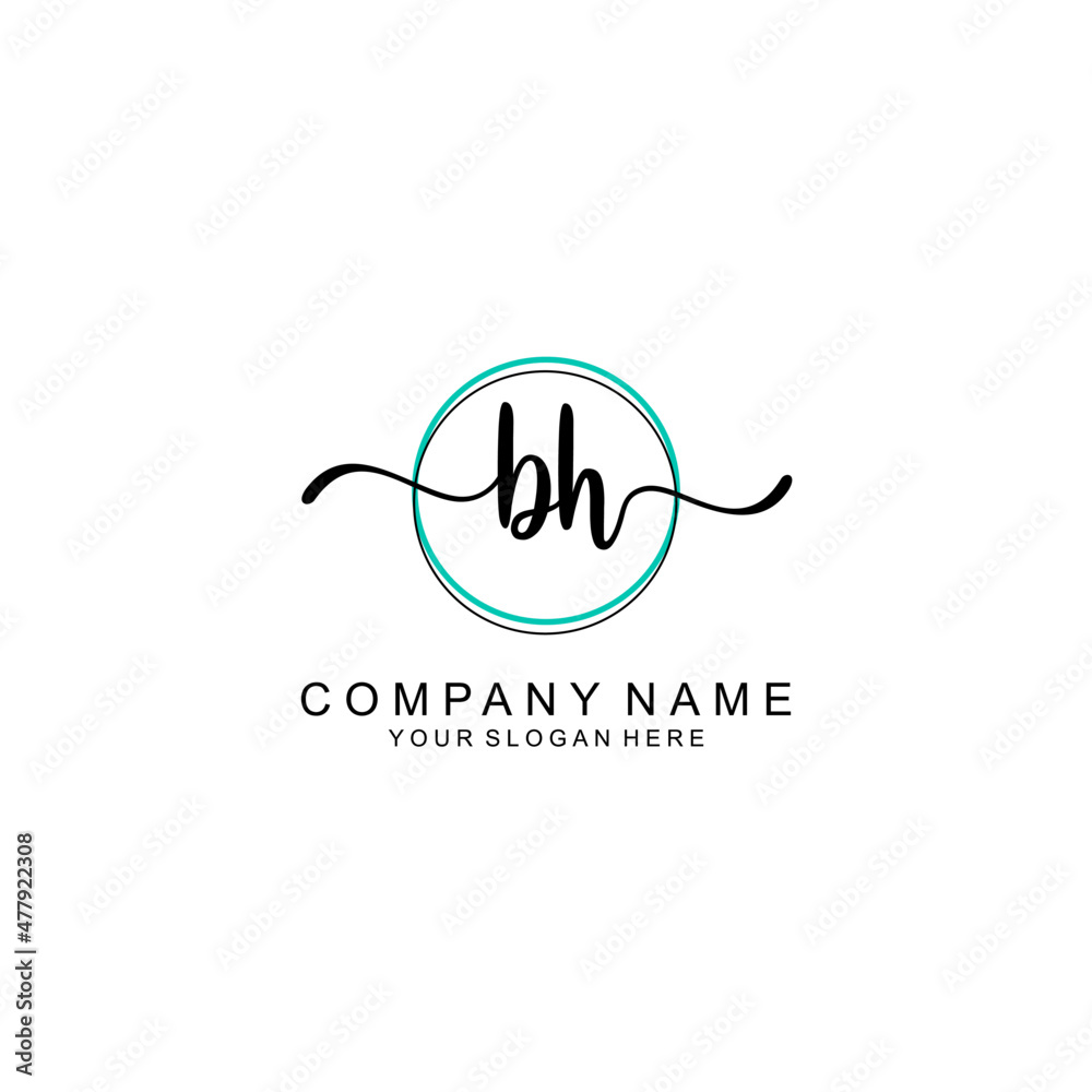 BH Initial handwriting logo with circle hand drawn template vector BH Initial handwriting logo with circle hand drawn template vector