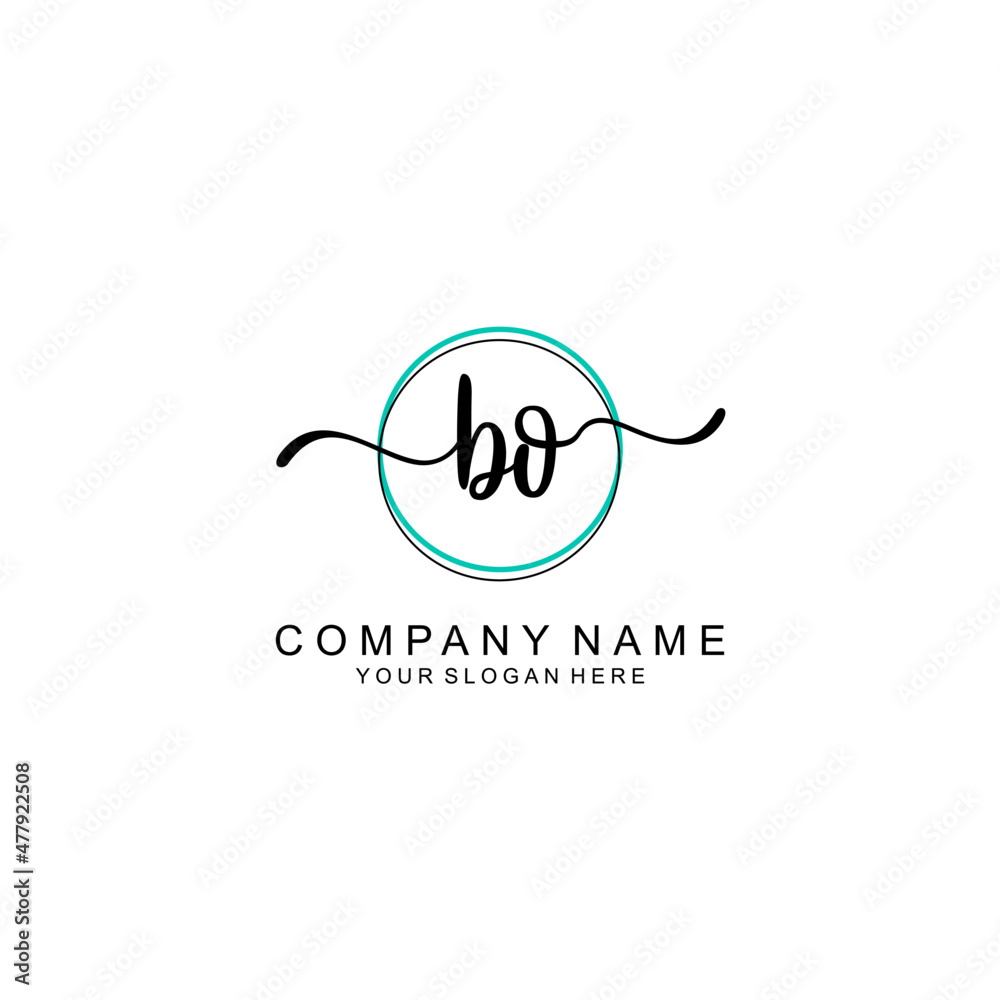 BO Initial handwriting logo with circle hand drawn template vector BO Initial handwriting logo with circle hand drawn template vector