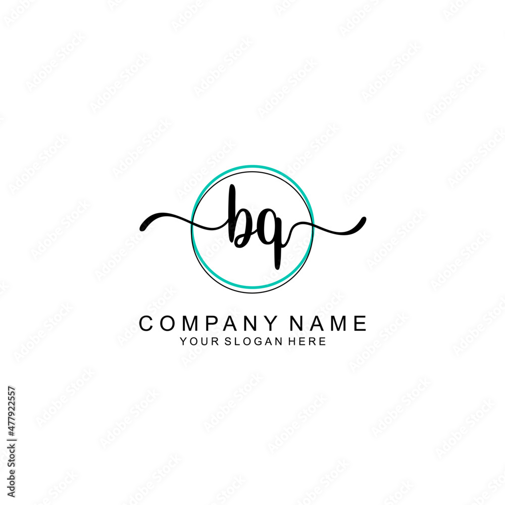 BQ Initial handwriting logo with circle hand drawn template vector BQ Initial handwriting logo with circle hand drawn template vector
