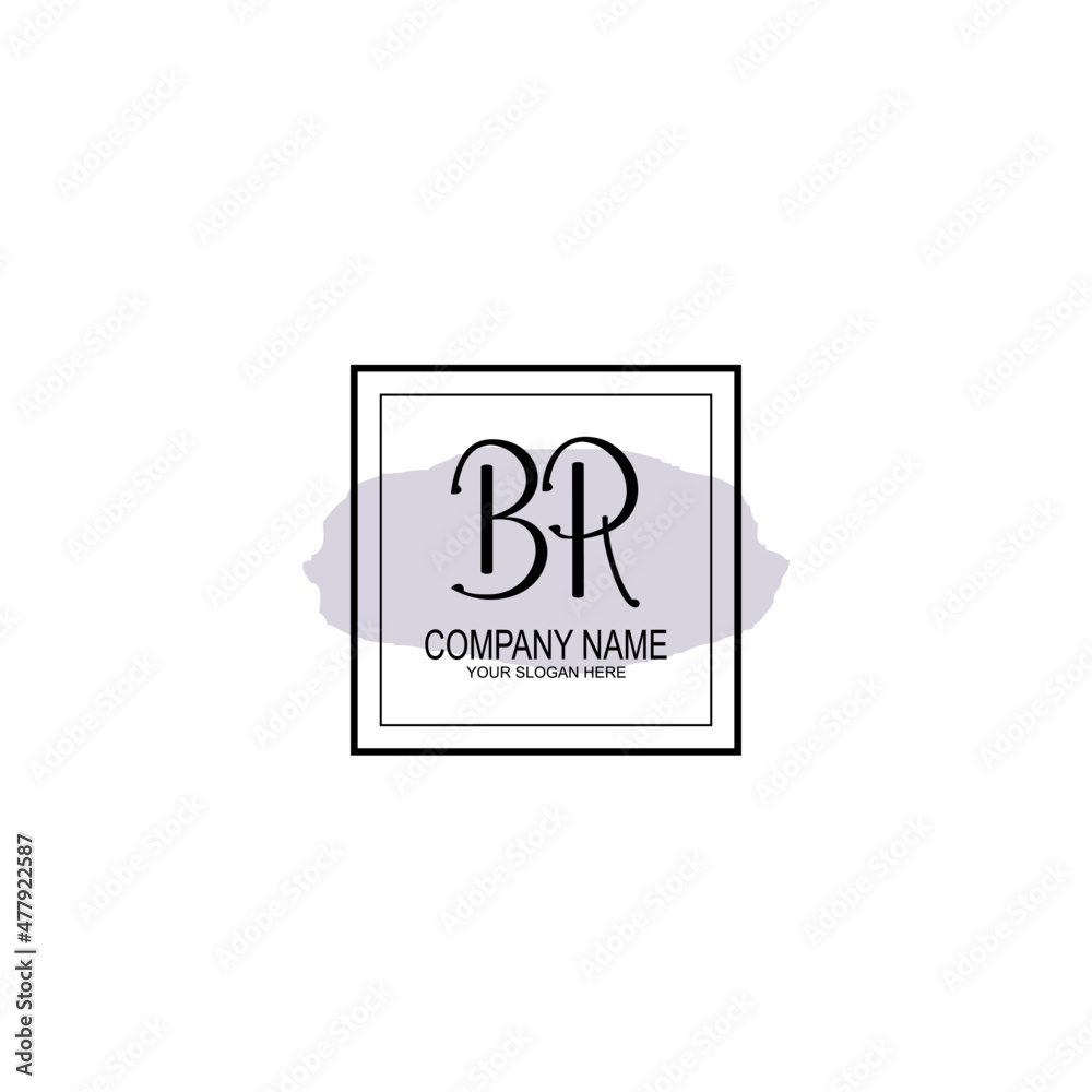 Letter BR minimalist wedding monogram vector