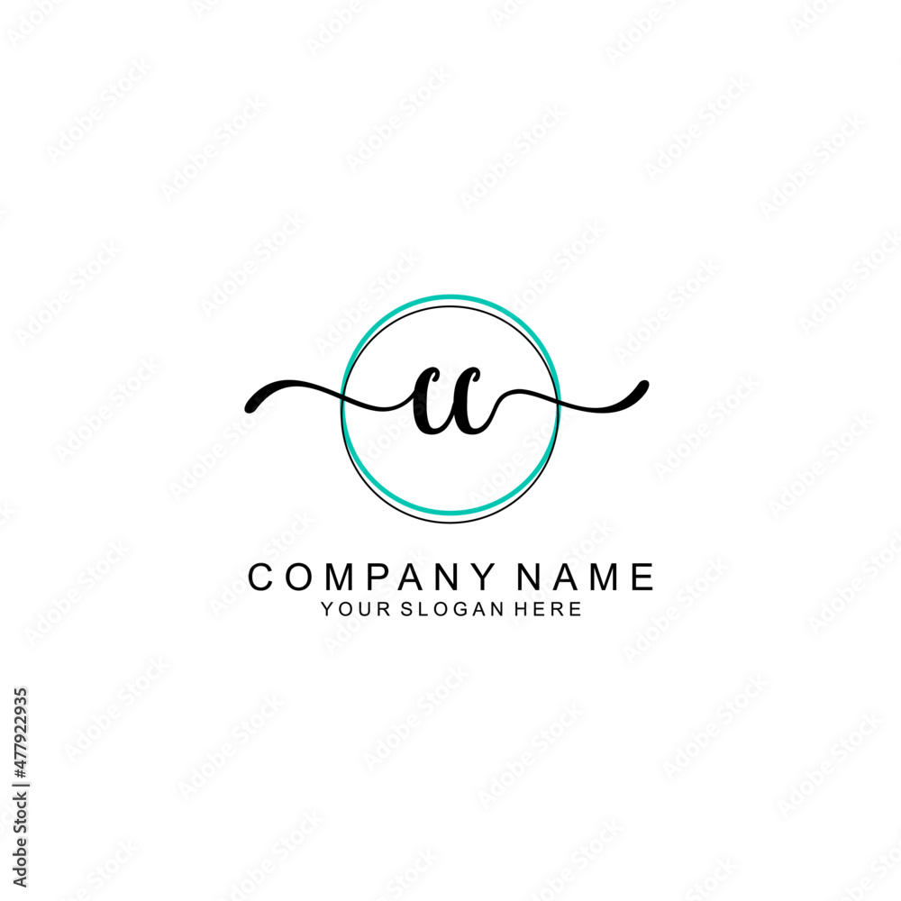 CC Initial handwriting logo with circle hand drawn template vector CC Initial handwriting logo with circle hand drawn template vector