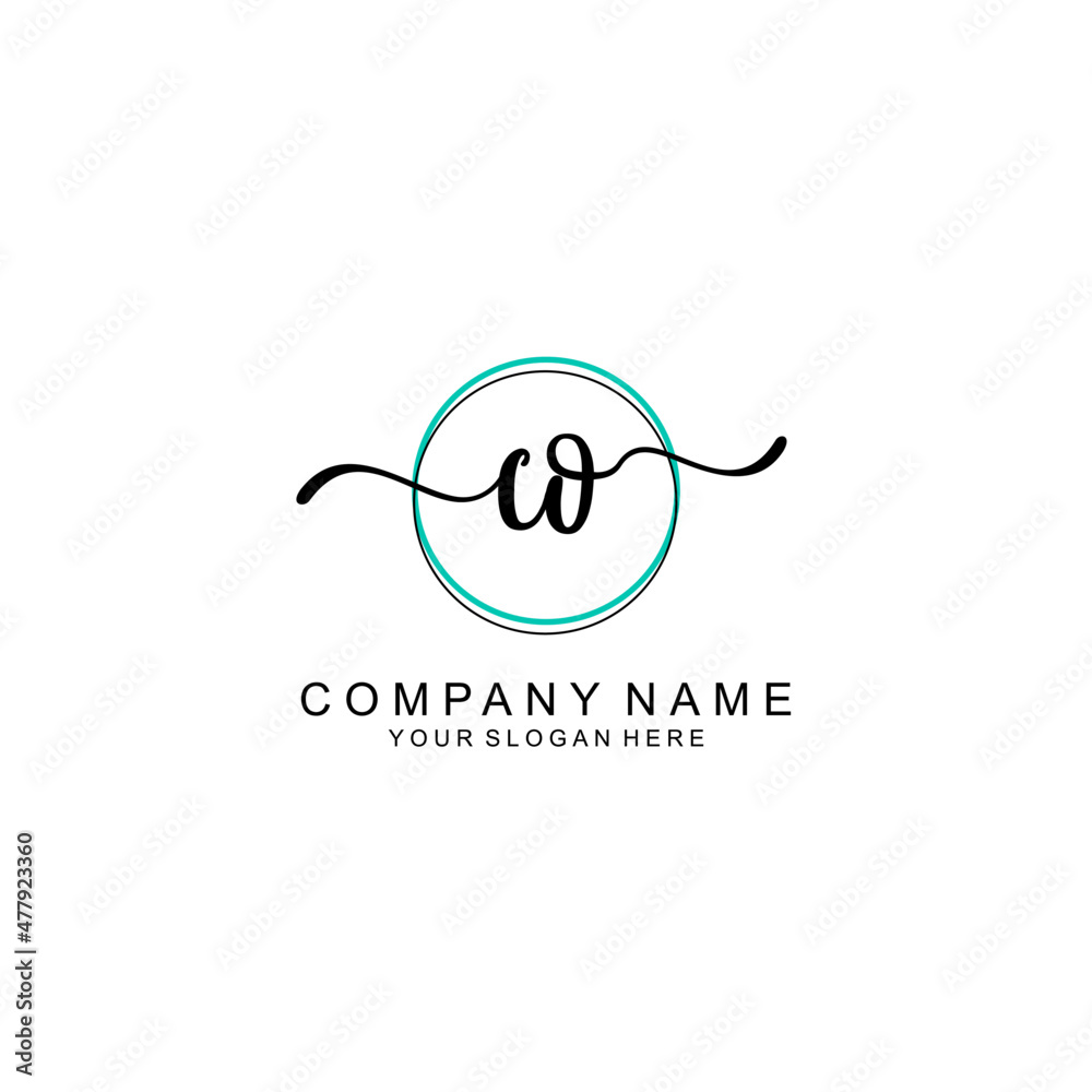 CO Initial handwriting logo with circle hand drawn template vector CO Initial handwriting logo with circle hand drawn template vector