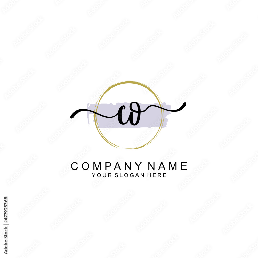 CO Initial handwriting logo with circle hand drawn template vector