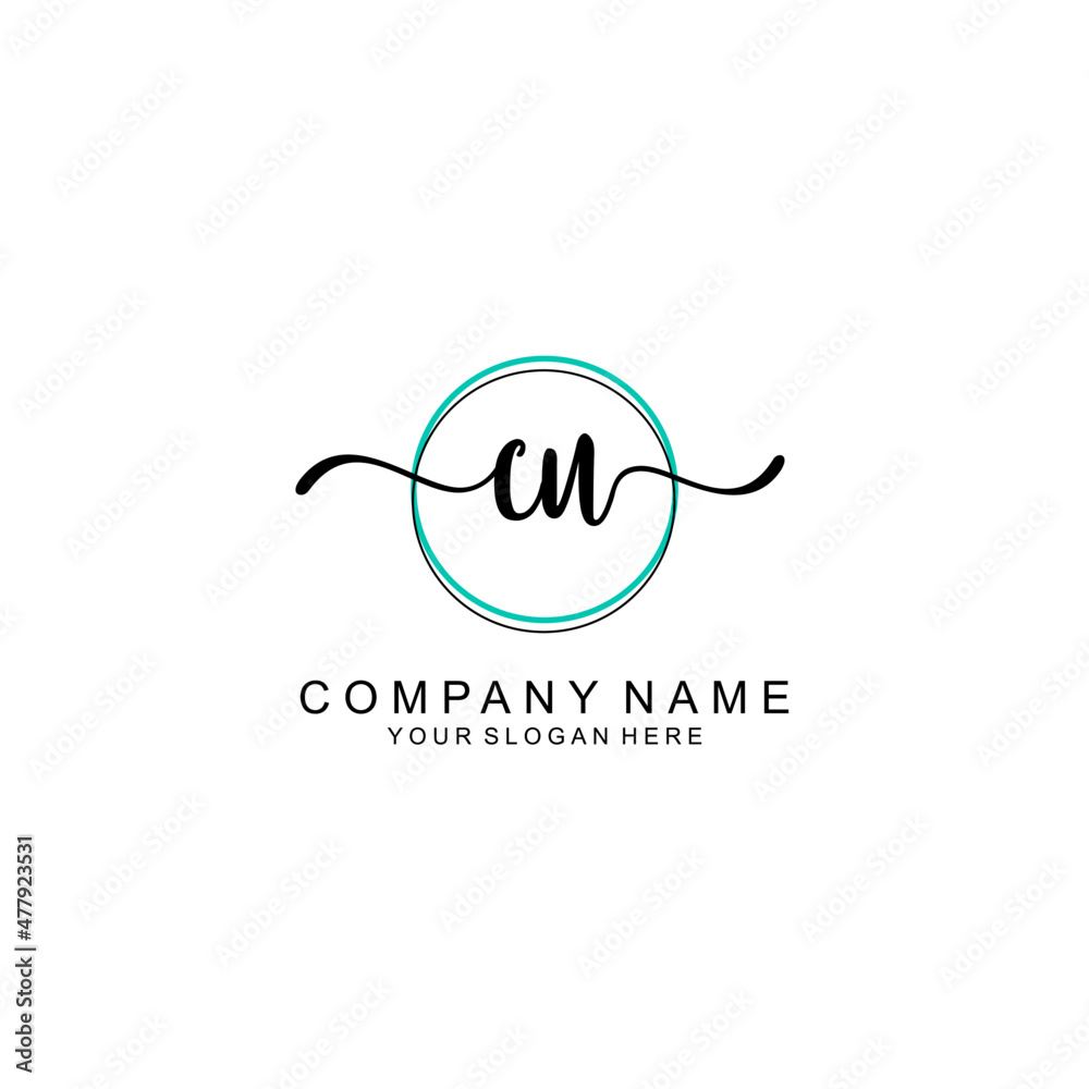 CU Initial handwriting logo with circle hand drawn template vector CU Initial handwriting logo with circle hand drawn template vector