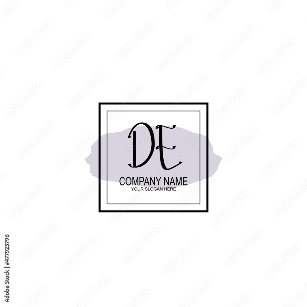 Letter DE minimalist wedding monogram vector