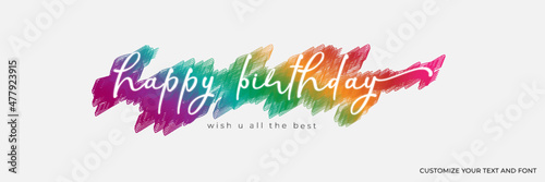 colorful happy birthday water color celebration greeting card vector background editable text effect