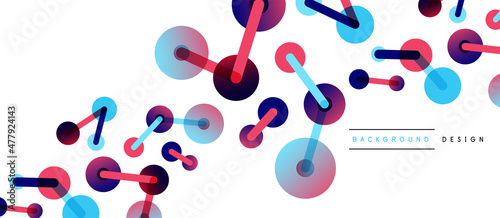 Abstract background. Round dots connected by lines. Trendy techno business template for wallpaper, banner, background or landing © antishock