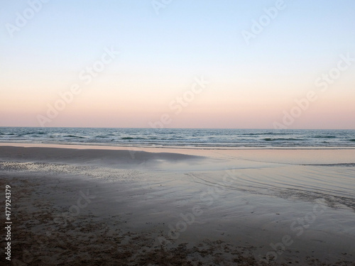 Beach, sand and sea in summer. Khao Takiab beach, Hua Hin, Thailand. Vanilla sky over the sea.