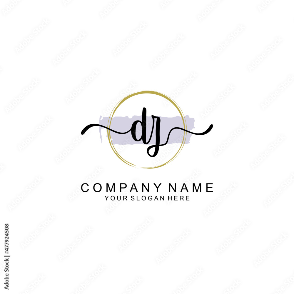 DZ Initial handwriting logo with circle hand drawn template vector