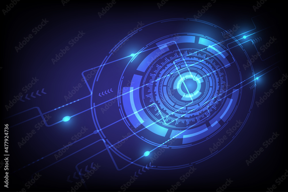 Computer science data technology. Technological interface future system blueprint abstract background vector design.