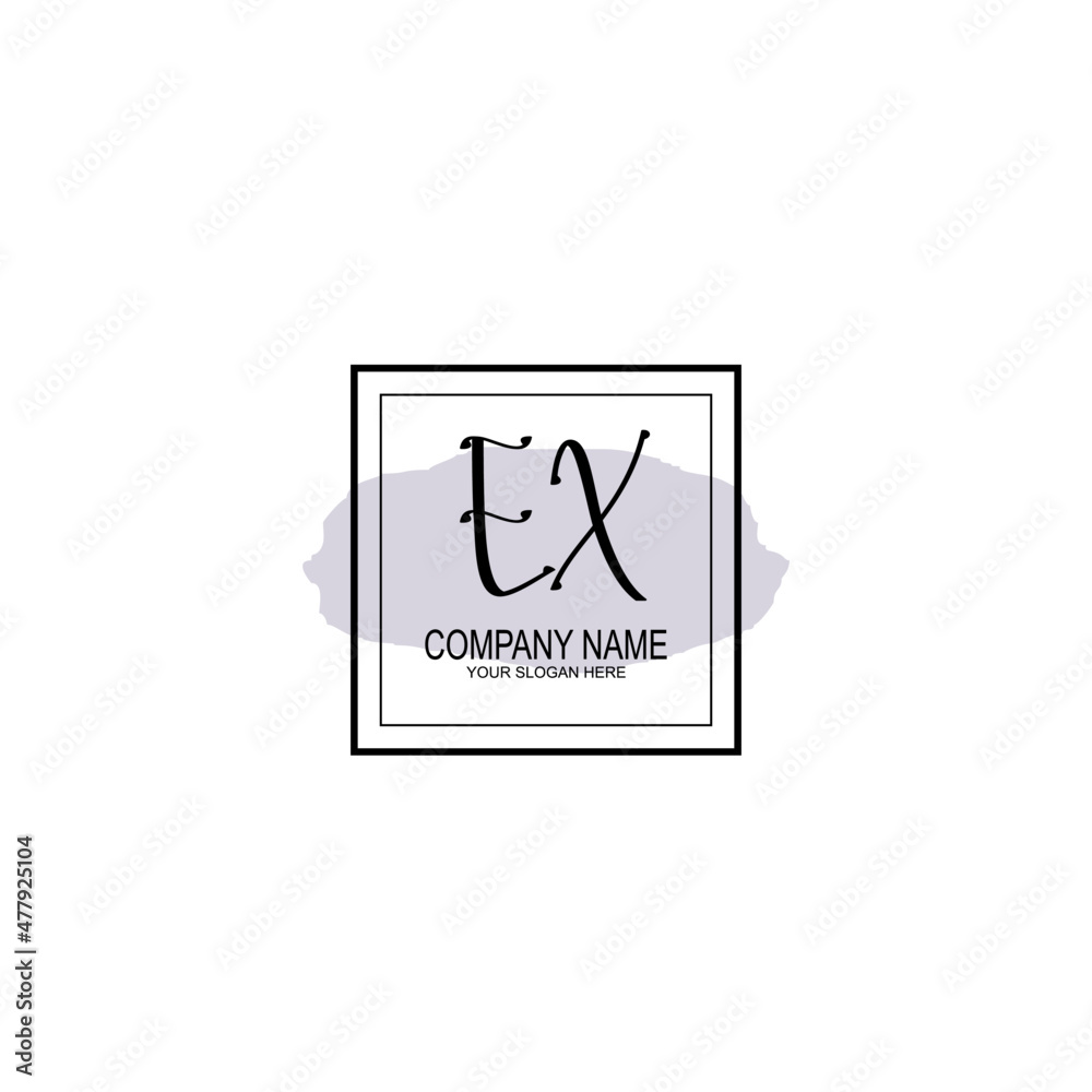 Letter EX minimalist wedding monogram vector
