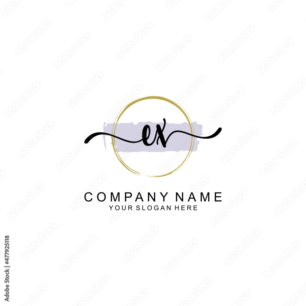 EX Initial handwriting logo with circle hand drawn template vector