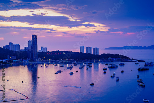 Pattaya City in Thailand at Dusk