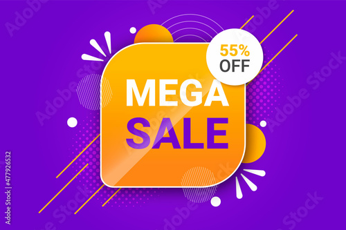 Modern exchange offer banner template Super 50 off Sale Dynamic text shape Special offer symbol