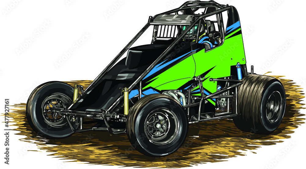 dirt racing car isolated on white background for poster, t-shirt print ...