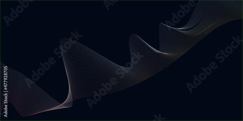 Modern Beautiful abstract wave technology background. Digital technology wave line dots background.3d rendered illustration of black and white paper.