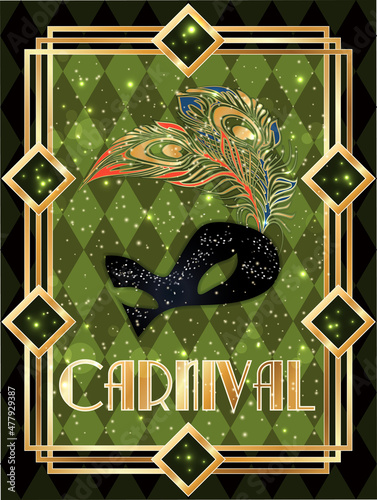 Art deco carnival mask , vector illustration