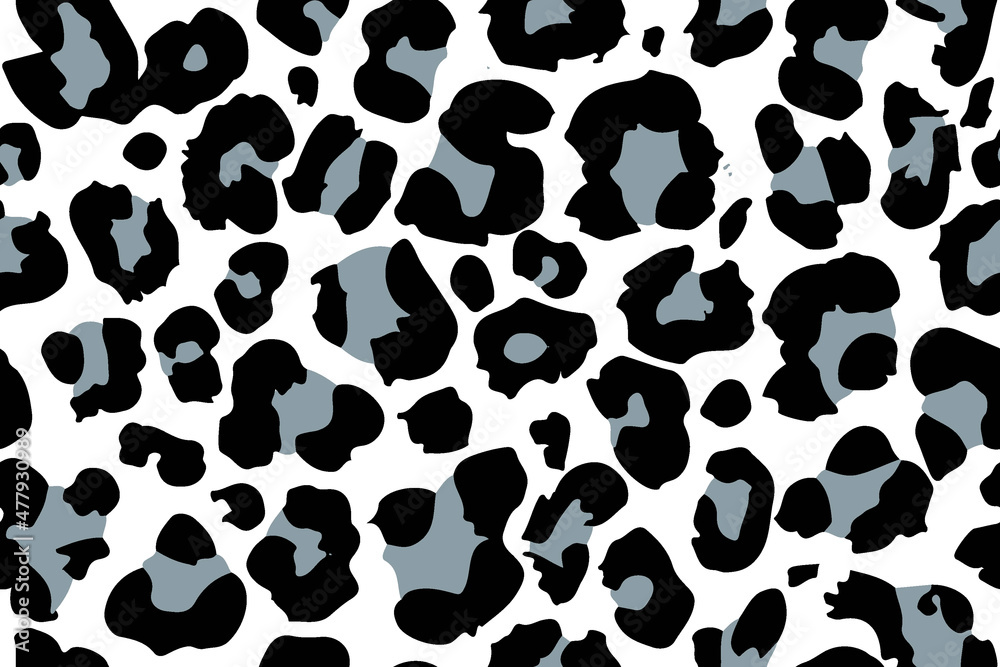 Full Seamless Leopard Cheetah Texture Pattern Vector. Endless gray black and white design for dress fabric print.