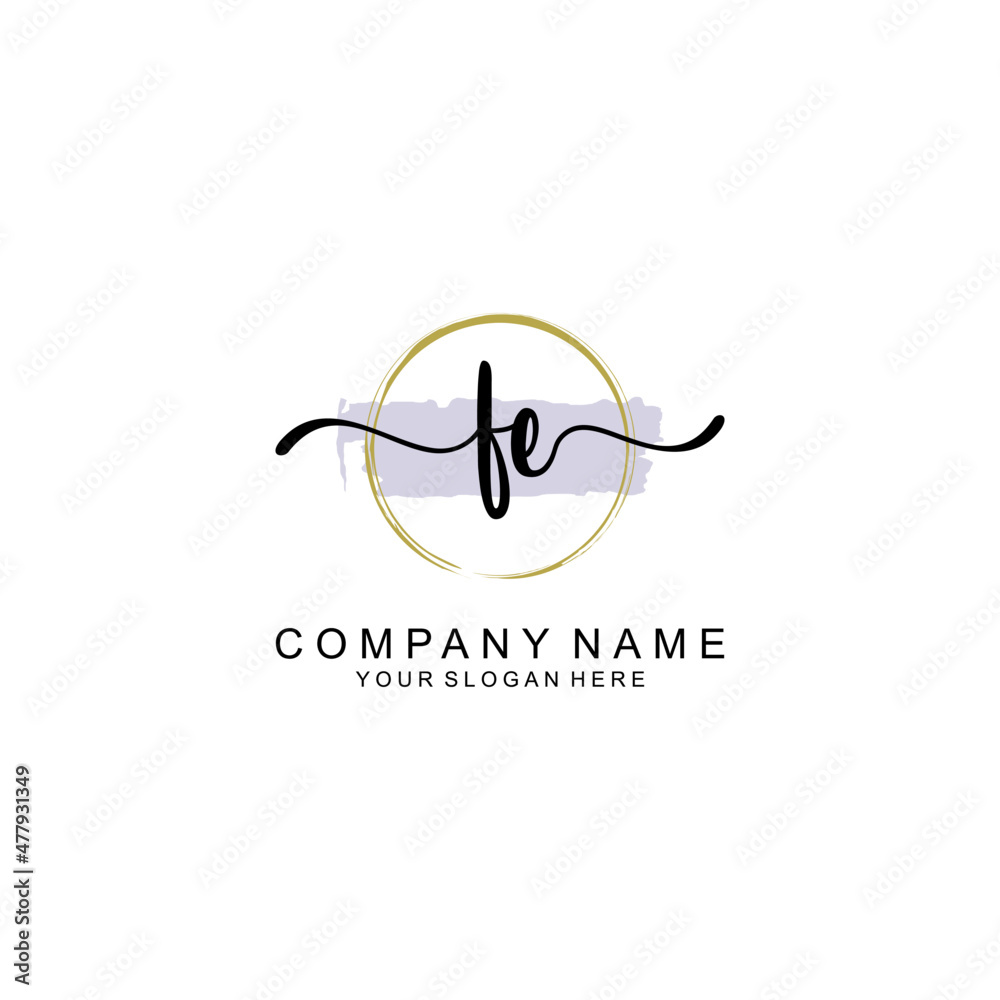 FE Initial handwriting logo with circle hand drawn template vector FE Initial handwriting logo with circle hand drawn template vector
