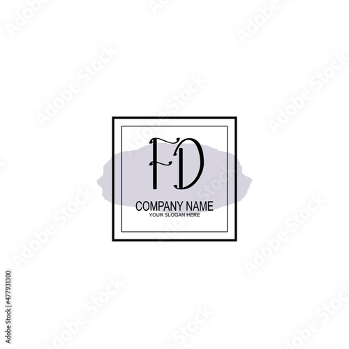 Letter FD minimalist wedding monogram vector